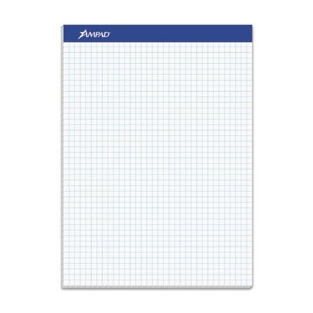 Ampad/ Of Amercn Pd&Ppr Ampad, QUAD DOUBLE SHEET PAD, 4 SQ/IN QUADRILLE RULE, 8.5 X 11.75, WHITE, 100 SHEETS 20210